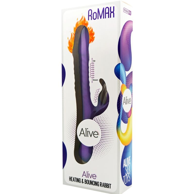 Vibrator Rabbit, Alive - RoMAX, Reincarcabil cu Incalzire si Impingere, Mov