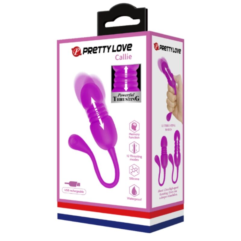 Ou Vibrator Reincarcabil, Pretty Love - Callie, 12 Functii de Vibratie si 12 Moduri de Impingere, Mov