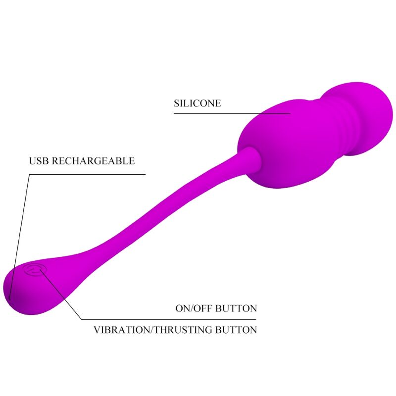 Ou Vibrator Reincarcabil, Pretty Love - Callie, 12 Functii de Vibratie si 12 Moduri de Impingere, Mov
