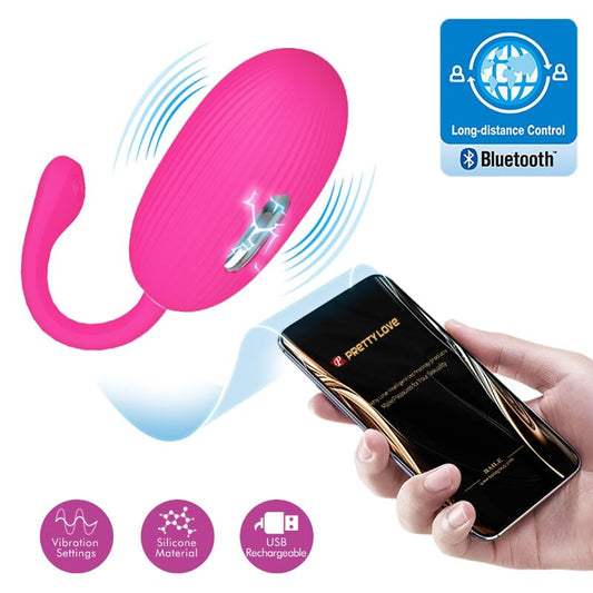 Ou Vibrator Reincarcabil cu Telecomanda, PRETTY LOVE - Doreen, Silicon, Magenta