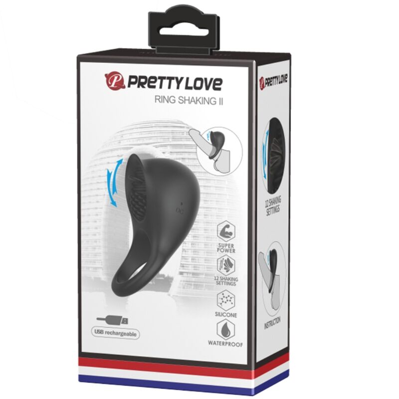 Inel Vibrator, Pretty Love, 12 Setari de Lins, Negru