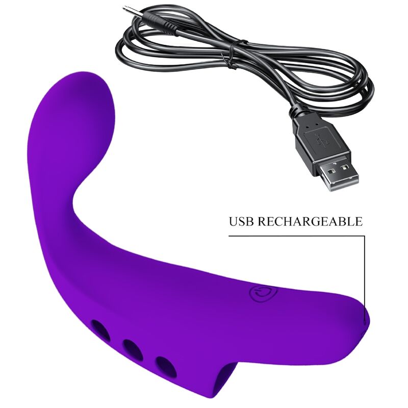 Vibrator de Deget, Pretty Love - Gorgon, Reincarcabil prin USB, Albastru