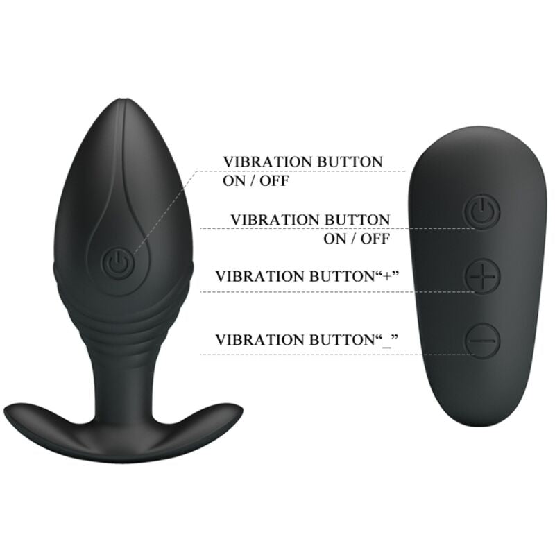 Plug Anal, Pretty Love - Regina, Vibrator Reincarcabil, Negru