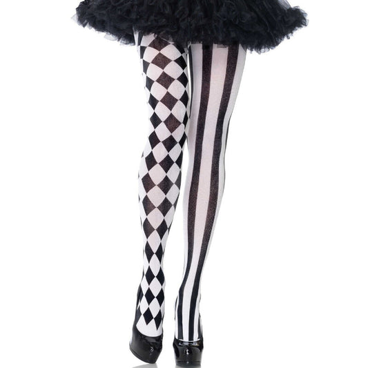 Dresuri Arlechin, LEG AVENUE - Negru/Alb, Marime Unica