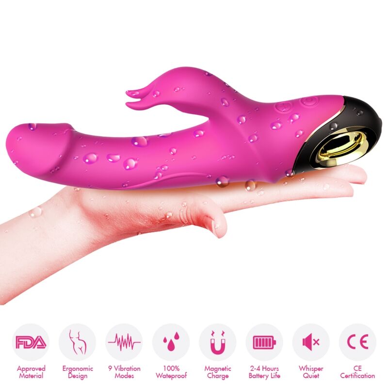 Vibrator Rabbit, Armony - Meteor, Rotativ Reincarcabil USB, Roz