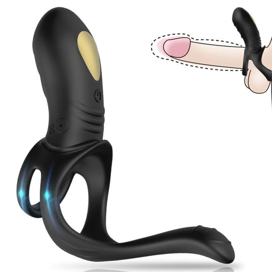 Vibrator Armony Joy Jumper Ring pentru cupluri & anal plug negru
