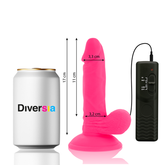 Dildo Vibrator Flexibil, DIVERSIA - TPR Fara Miros, Roz, 17 cm