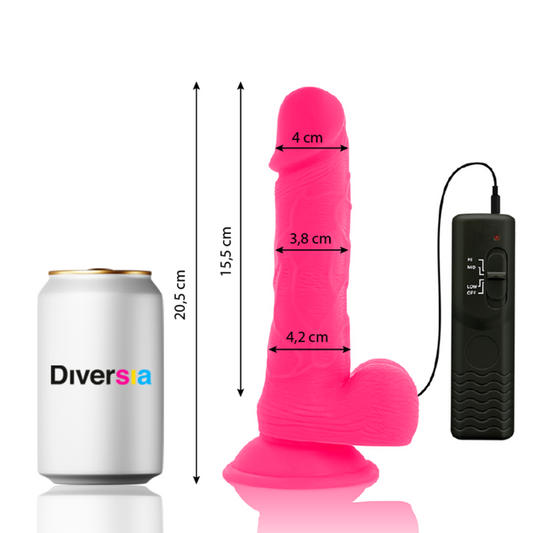 Dildo Vibrator Flexibil, DIVERSIA - TPR Fara Miros, Roz, 20,5 cm