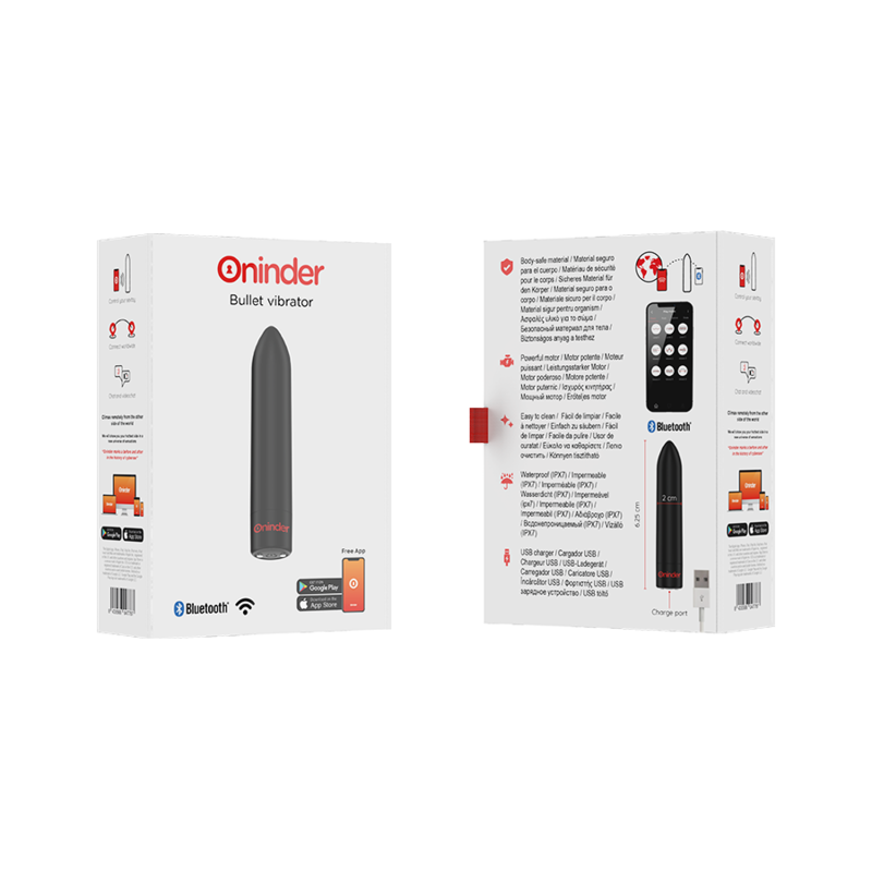 Vibrator Bullet, Oninder - Berlin, Control prin Aplicatie, 8.5 X 2 CM Negru