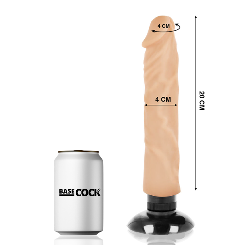 Vibrator Realistic, Basecock - 2-1, Baza cu Ventuza Detasabila, Nud 20 x 4 CM