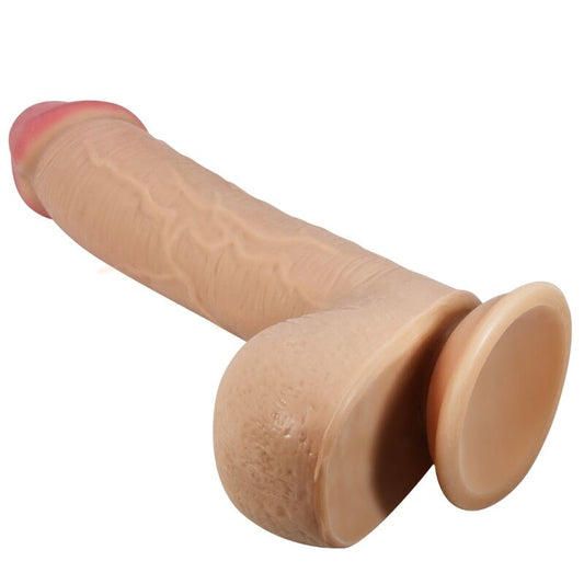 Dildo Realist cu Piele Glisanta, PRETTY LOVE - Sliding Skin, Ventuza, Carne, 23,4 cm