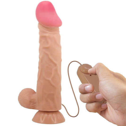 Dildo Realist cu Ventuza si Telecomanda, PRETTY LOVE - Sliding Skin, TPR, Flesh, 24 cm