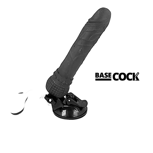 Vibrator Realist cu Telecomanda, BASECOCK - 12 Vibratii, TPR, Negru, 19, 5 cm