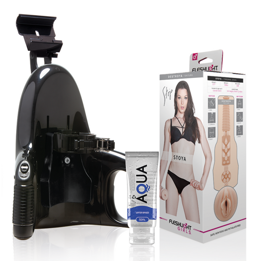 Vagin Fleshlight Stoya Destroya + Universal Launch + Lubrifiant Aqua Quality 50 ml