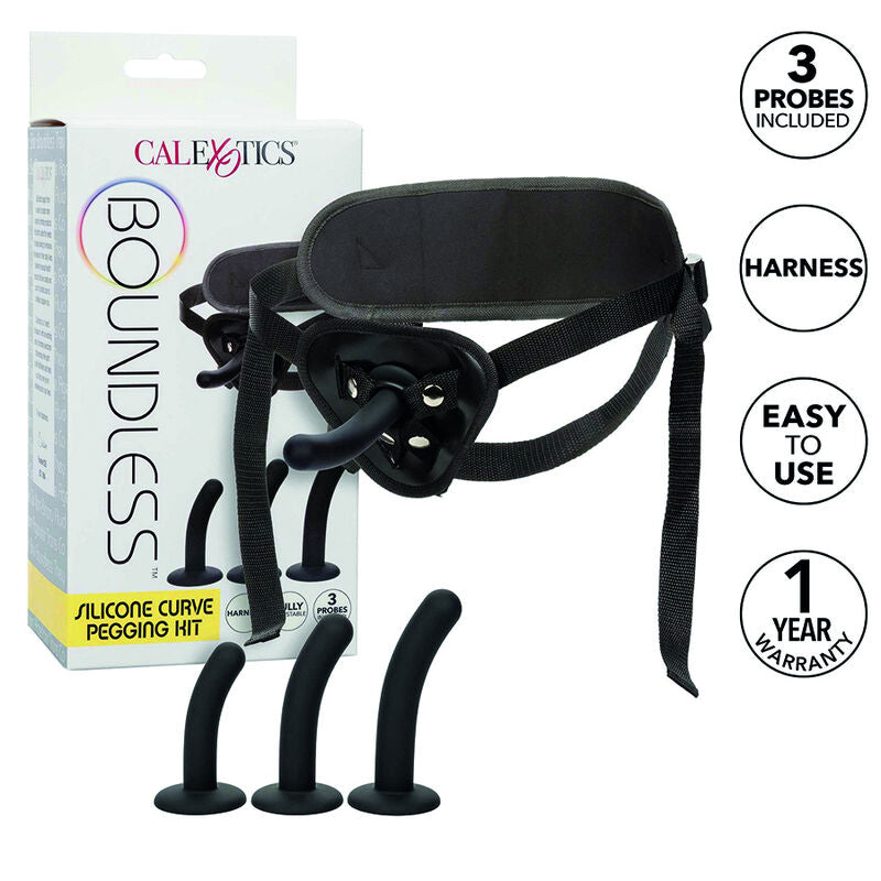 Set Penetrare, CalExotics - Boundless Silicone Curve, Ham Universal cu 3 Sonde Curbate din Silicon, 3 Dimensiuni