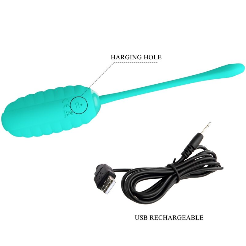 Ou Vibrator, Pretty Love - Kirk, Reincarcabil USB, Verde Aqua