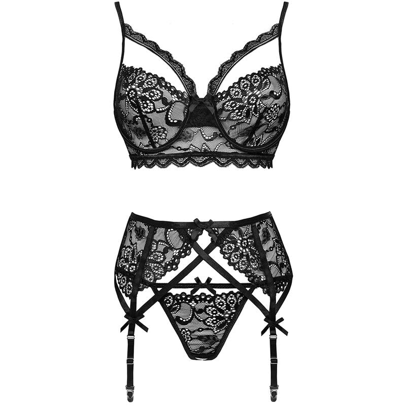 Set Lenjerie, Livco Corsetti Fashion - Moridam LC 90552, 3 Piese, Negru