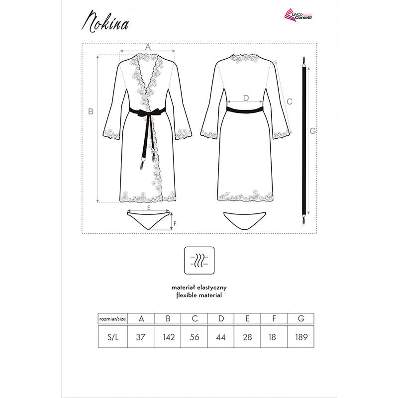 Set Halat si Chilot, Livco Corsetti Fashion - Nokina LC-XG055, Broderie Eleganta, Negru One Size