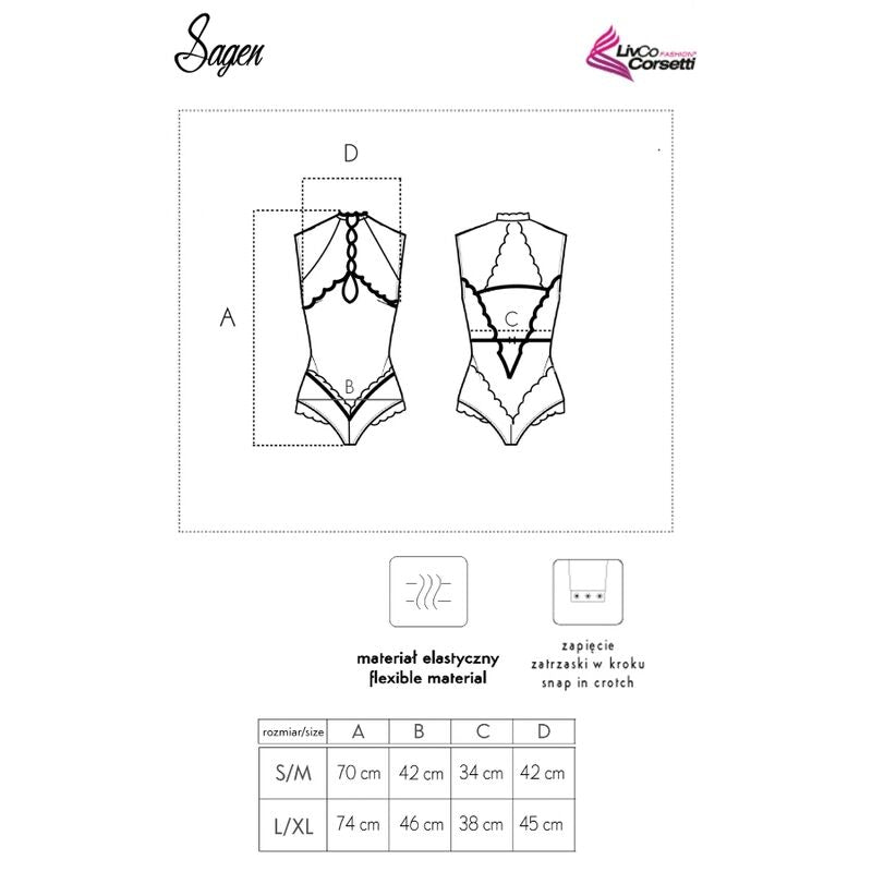 Body, Livco Corsetti Fashion - Sagen LC 90694, Dantela si Plasa Transparenta, Negru