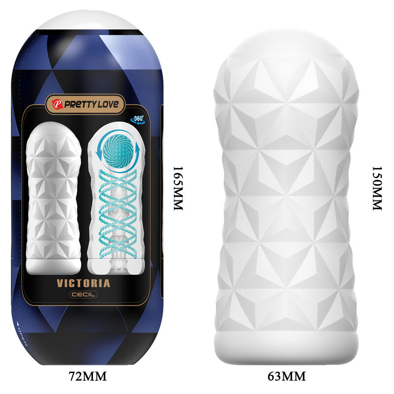Masturbator, Pretty Love - Victoria, Transparent Reutilizabil cu Spirala Rotativa si Bila de Stimulare, Set 15 Piese