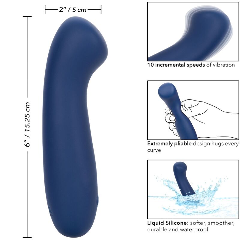 Vibrator, CalExotics - Cashmere Satin G, Rezistent la Apa IPX7, Blue