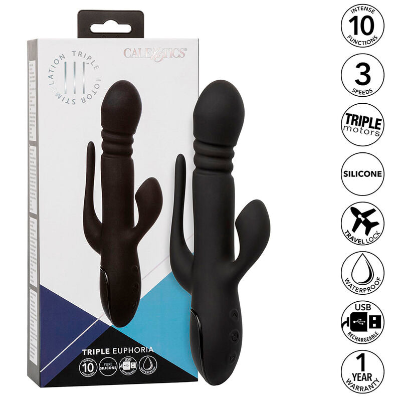 Vibrator, CalExotics - Triple Euphoria, Actiune Tripla, Negru