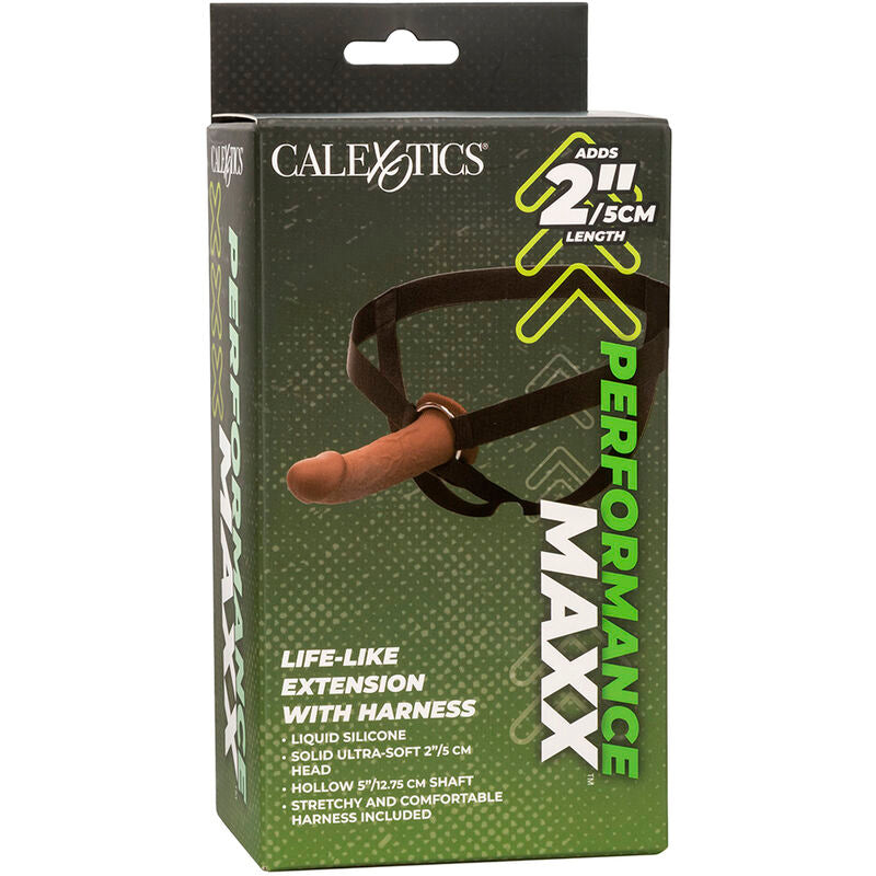 Extensie Realistica, CalExotics - Performance Maxx Realistic Harness Extension, Silicon Lichid, Piele Maro
