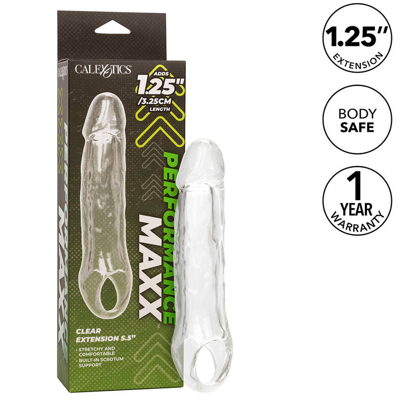 Extensie Penis, CalExotics - Performance Maxx Clear Extension 5.5, Cap Solid Ultra-Moale, 13.97 CM Transparent
