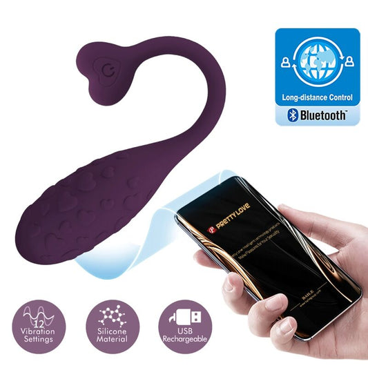 Ou Vibrator cu App, PRETTY LOVE - Fisherman, 12 Vibratii, Control de la Distanta, Lila