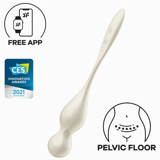 Bile Kegel Vibrante, SATISFYER - Love Birds 1, cu Aplicatie Bluetooth, Alb