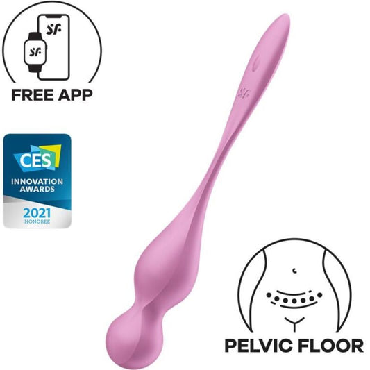 Bile Kegel Vibrante, SATISFYER - Love Birds 1, cu Aplicatie Bluetooth, Roz