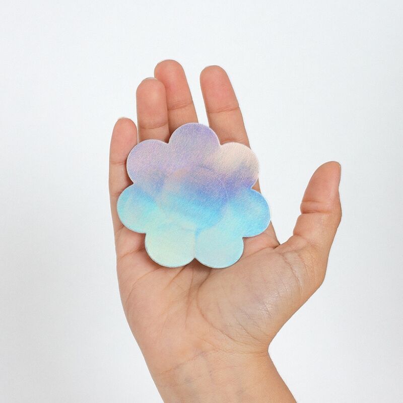 Acoperitoare pentru Sfarcuri, Secret Play - Wow Boobs Flower, Holografic, Set 2 Perechi Argintiu si Roz