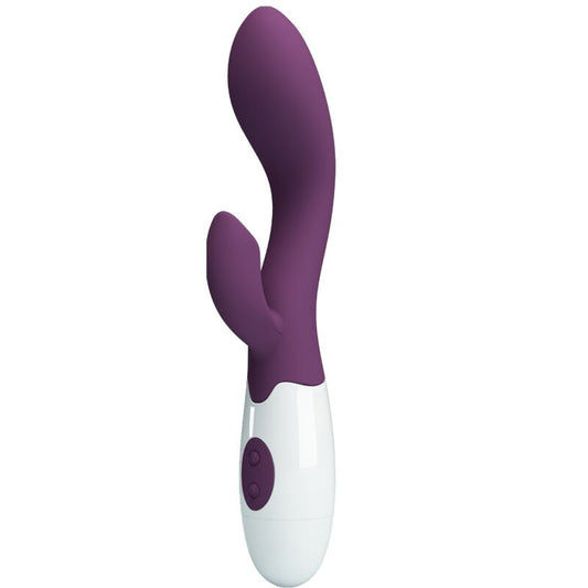 Vibrator pentru Punctul G, PRETTY LOVE - Brighty Dual cu Stimulator Clitoris, Silicon ABS, Mov