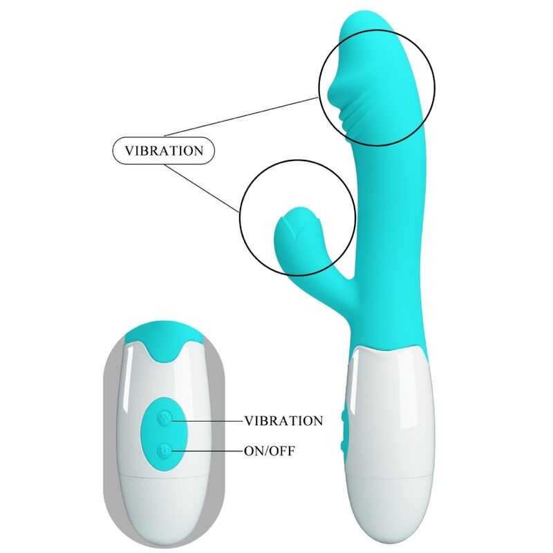 Vibrator G-Spot, Pretty Love - Snappy, Stimulator Dual Punct G si Clitoris, Turcuaz