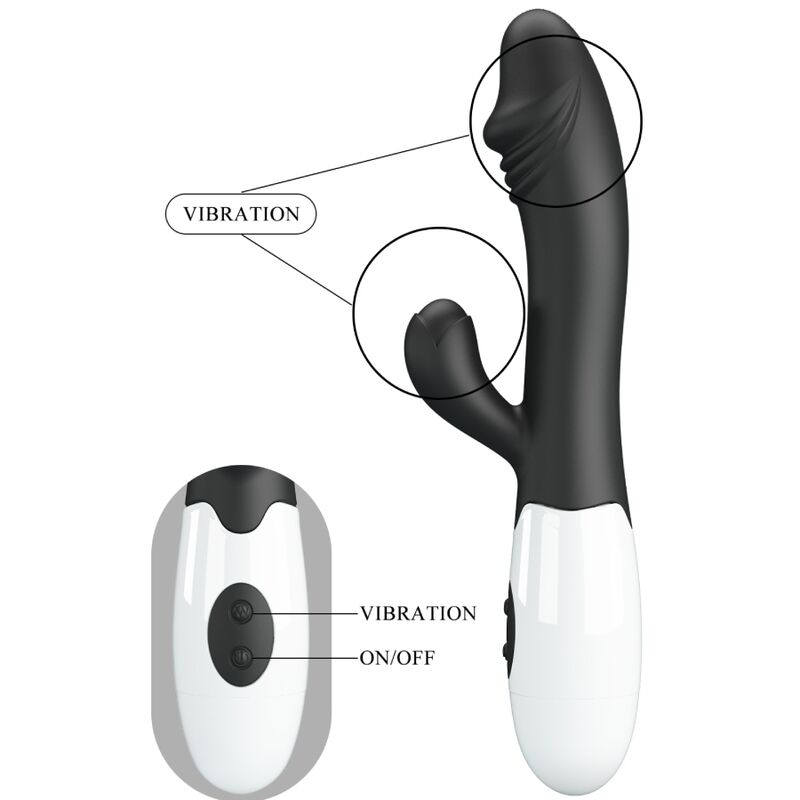 Vibrator Punctul G, Pretty Love - Snappy, Stimulator Dual Punct G si Clitoris, Negru