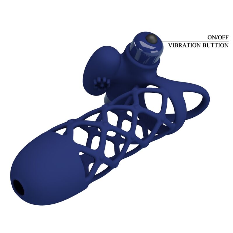Inel Vibrator, Pretty Love - Giann, cu Invelis de Silicon, Albastru
