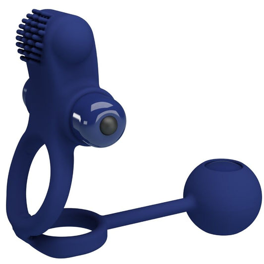 Inel Dublu Vibrant cu Dop Anal, PRETTY LOVE - Remington, Albastru