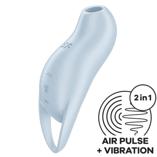 Stimulator Clitoris, SATISFYER - Pocket Pro 1, Unde de Presiune + Vibratii, Albastru Deschis