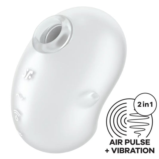 Stimulator Clitoris cu Unde de Presiune, SATISFYER - Cutie Ghost, Silicon, Alb
