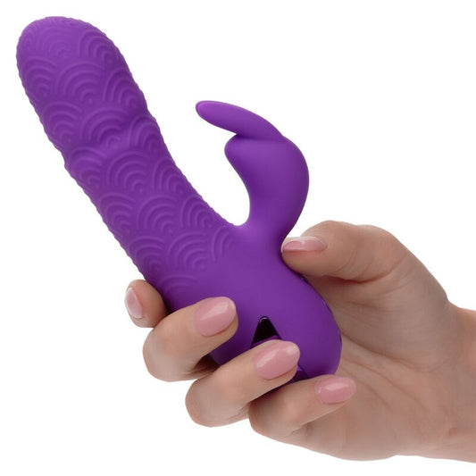Vibrator Rabbit, CalExotics - California Dreaming Manhattan Beach Marvel, Stimulator Dual cu Vibratii si Impingere, Mov