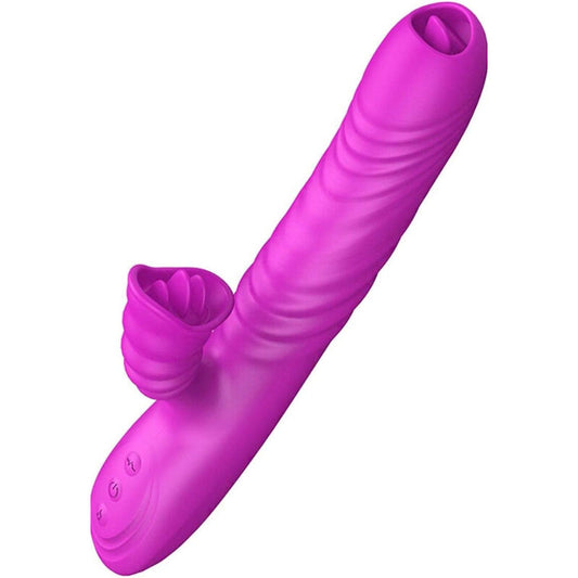 Vibrator Multifunctional, Armony, Efect de Caldura Double Tongue Violet Angelia