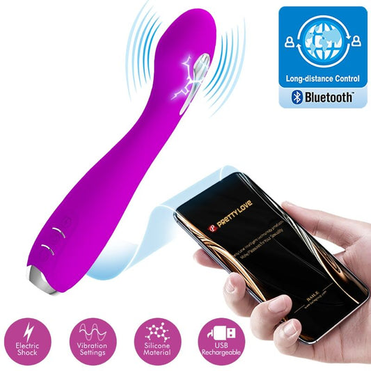 Vibrator cu Electrosoc si Aplicatie, PRETTY LOVE - Hector, 12 Vibratii, 5 Socuri, Violet