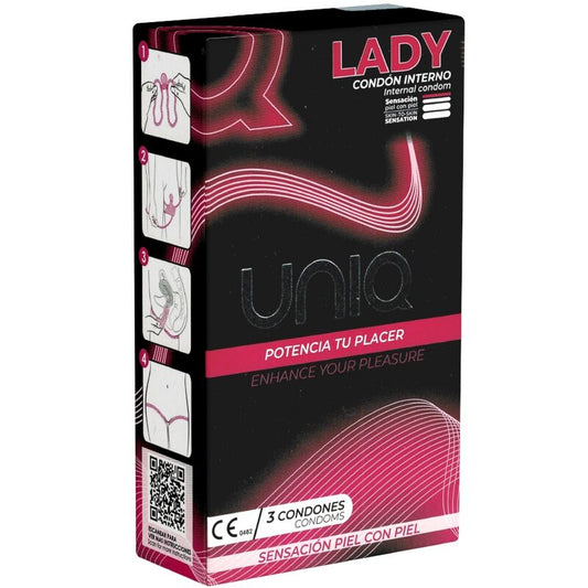 Prezervative Feminine, Uniq - Lady, Latex Free cu Portjartier, Transparent 3 Unitati