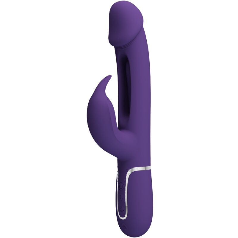 Vibrator Rabbit, Pretty Love - Kampas, Multifunctional 3 in 1 cu Limba Oscilanta, Mov