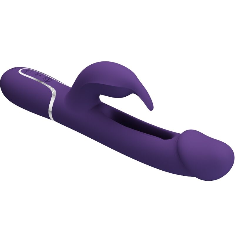 Vibrator Rabbit, Pretty Love - Kampas, Multifunctional 3 in 1 cu Limba Oscilanta, Mov