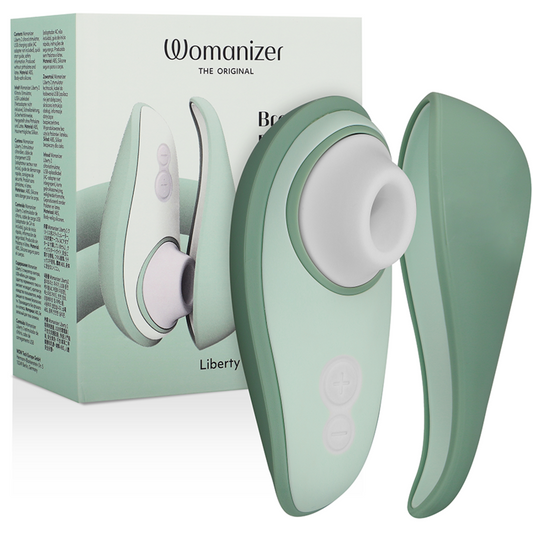Stimulator Clitoris cu Ventuza, WOMANIZER - Liberty 2, Albastru-Verde