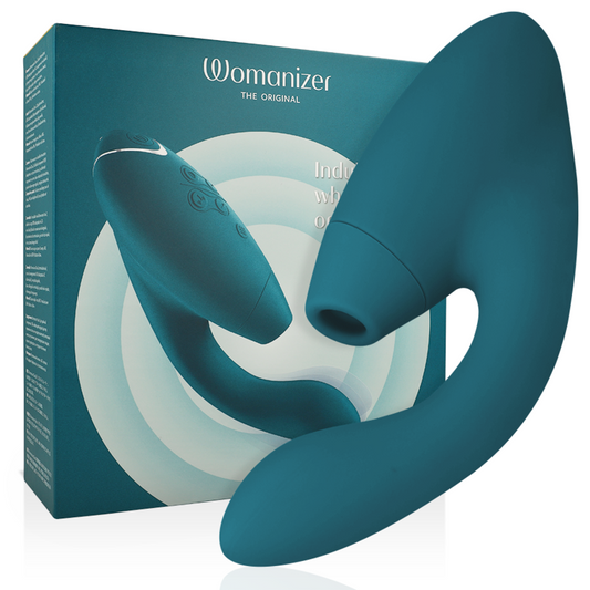 Stimulator Dual Rabbit, WOMANIZER - DUO 2, Tehnologie Pleasure Air, Albastru Petrol