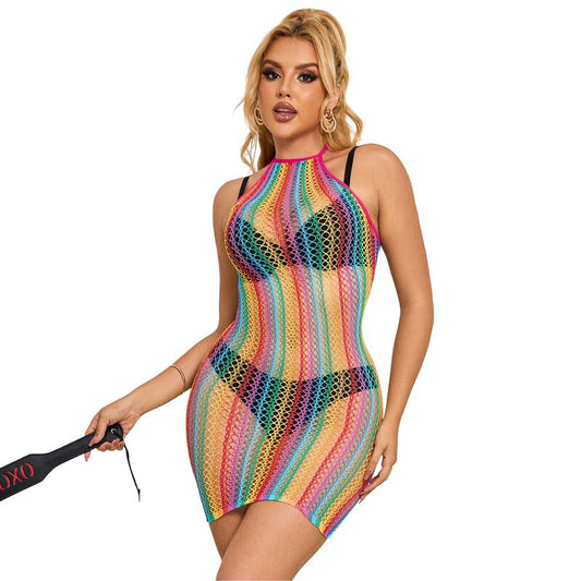 Rochie Plasa Curcubeu, SUBBLIME - 952341 Rainbow Fishnet, One Size