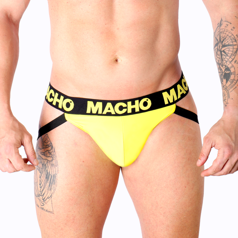 Jockstrap, Macho - MX25A, Lycra cu Fund Deschis, Galben S