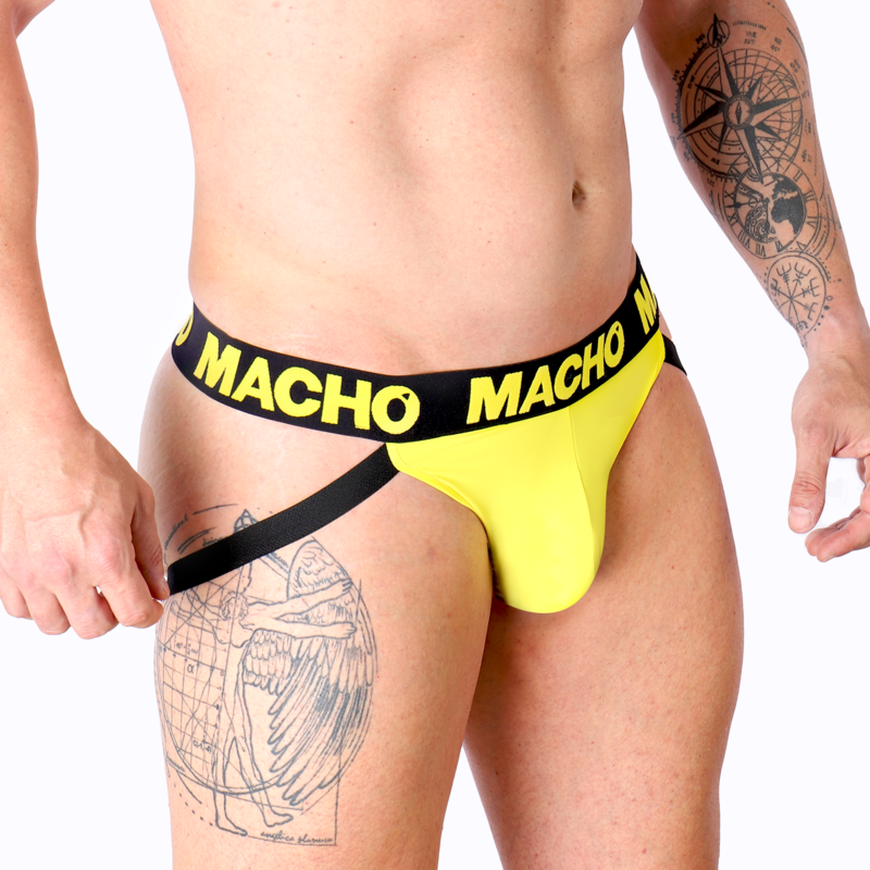 Jockstrap, Macho - MX25A, Lycra cu Fund Deschis, Galben S
